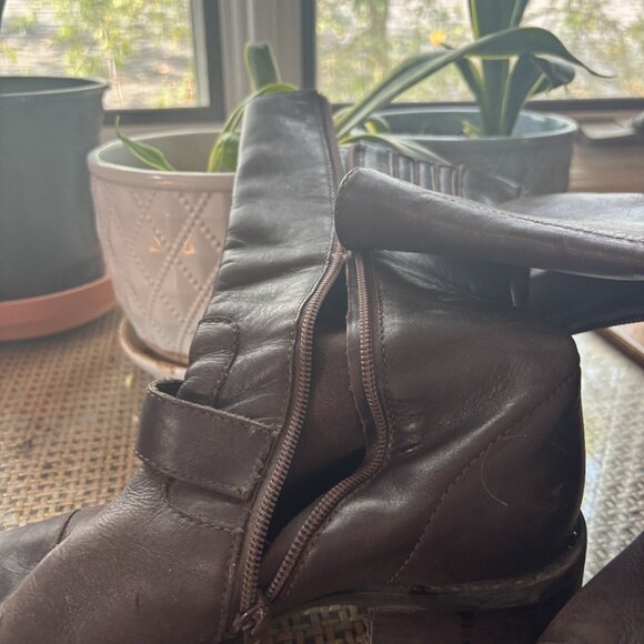 Brown Real Leather Bike Boots Women's Size 7 - Picture 3 of 11